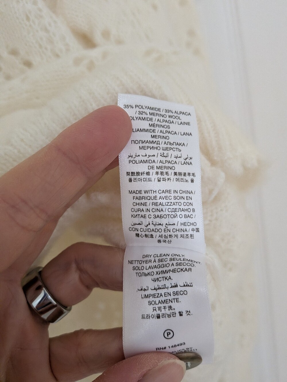PRICE IS FIRM - DOEN Emery Pointelle Cardigan XL In Swan - Picture 6 of 12